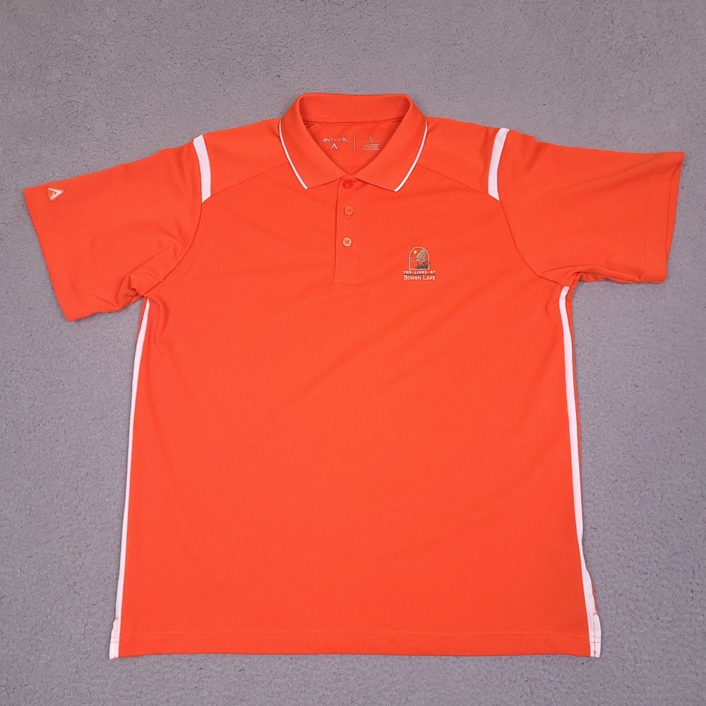 Antigua Golf Polo Shirt Mens Large Orange The Links At Bowen Lake